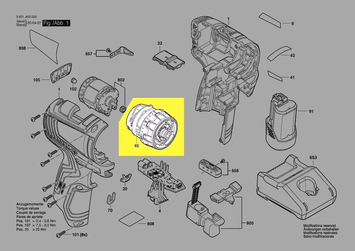 Boîte d\'engrenage planetaire réf. 1 600 A01 95M Bosch